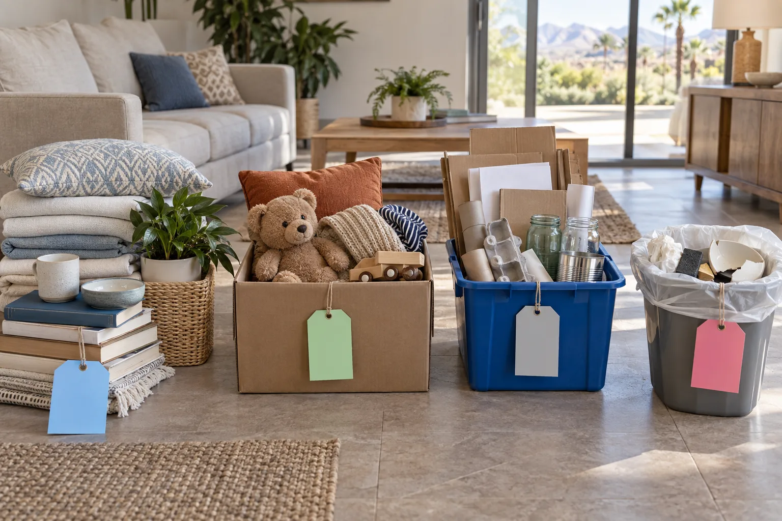 Household belongings sorted into clear decision groups